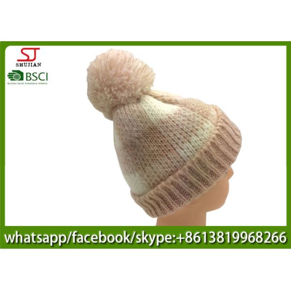 Chinese manufactuer skully pompom winter knitting hat cap 88g 21*23cm 100%Acrylic keep warm