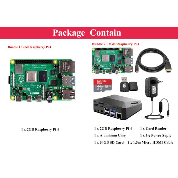 Raspberry Pi 4 Model B 1000Mbps pcb board assembly 64GB SD Card