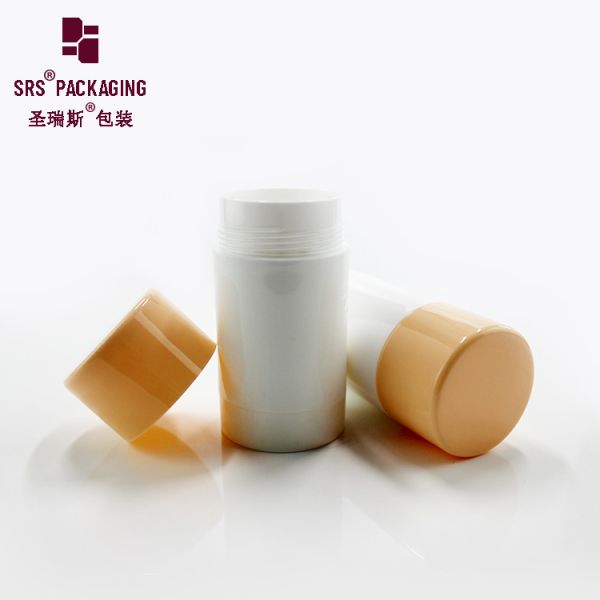plastic injection white body with orange lid skin care stick packaging