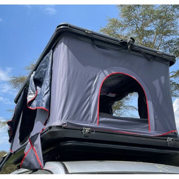 2025 Camping Aluminum 3 Person Outdoor Hiking Rooftop Roof Top Car Tent Triangle Clamshell Hard Shell Car Roof Tent Box