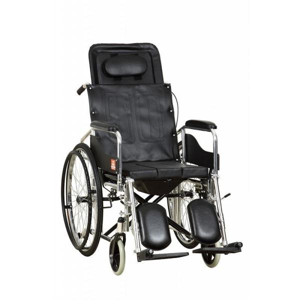 High backrest wheelchair with commode