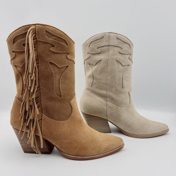 Bone Womens Leather Dress Ankle Boots Durable Brown Suede Tassel Boots