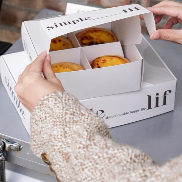Four or six Slot Egg Tart Paper Boxes For Bakery Display Delivery