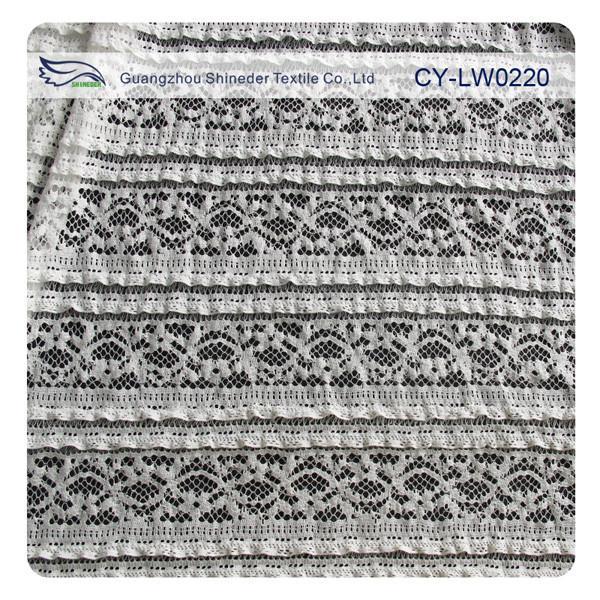 Eco-Friendly Stretch Lace Cotton Spandex Fabric , Beige Elastic Lace Trim CY-LW0220