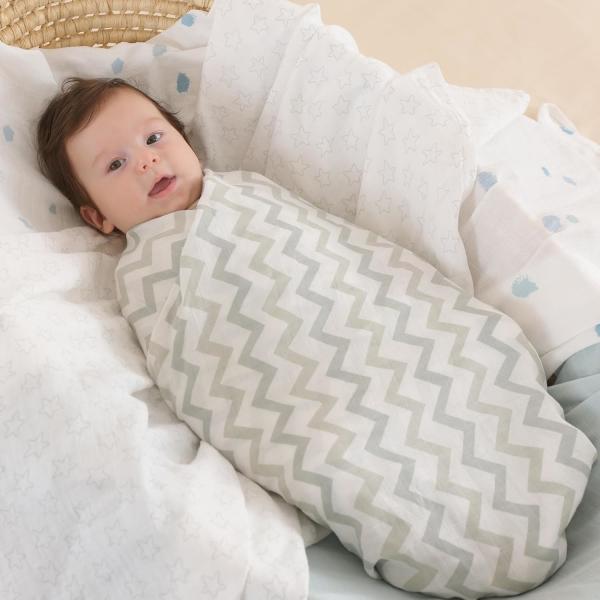 4-Piece Muslin Swaddle Blankets, Receiving Baby Blanket for Newborns