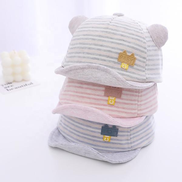 Summer Cotton Baby Hats Cute Casual Striped Soft Eaves Baseball Cap Baby Boy Beret Baby Girls Sun Hat