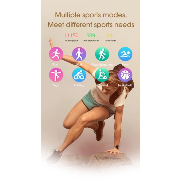 Realtek 8762 LW07  Waterproof IP68 Sports Health Smart Watch 1.1Inch