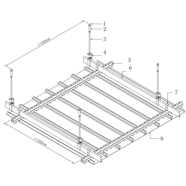 600mm Width Aluminum Metal Ceiling S Strip For Shopping Mall