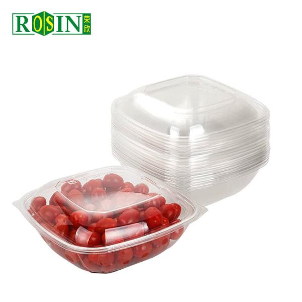 Portable Food Grade 64oz Clear Plastic Salad Bowls Customized With Lid