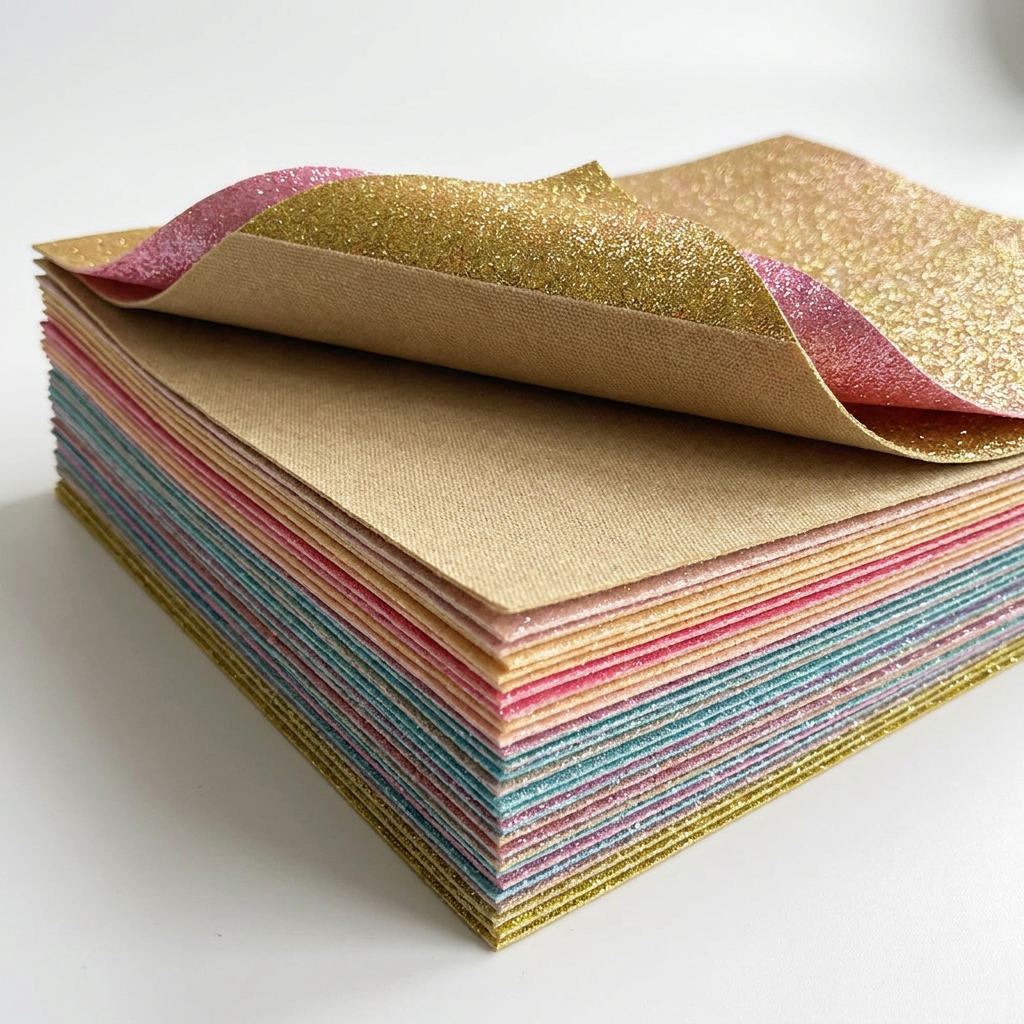 Hexagon Glitter Faux Leather Sheets for Jewelry Box Packaging and DIY Craft Material