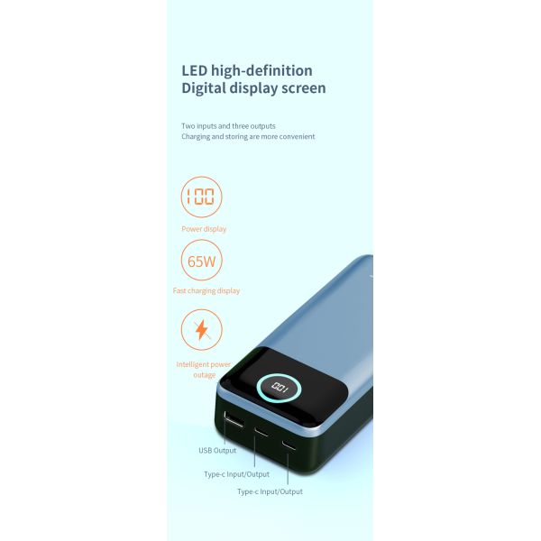 High Capacity 65W Laptop Power Bank LED Display USB Type C Interface for Phone