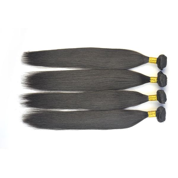 Long Straight Brazilian Virgin Human Hair Extensions Black 12'' - 32''