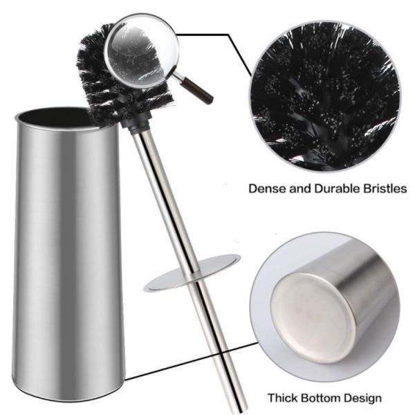 Black Toilet Brush And Holder Deep Cleaning Rust- Resistant  With Long Box