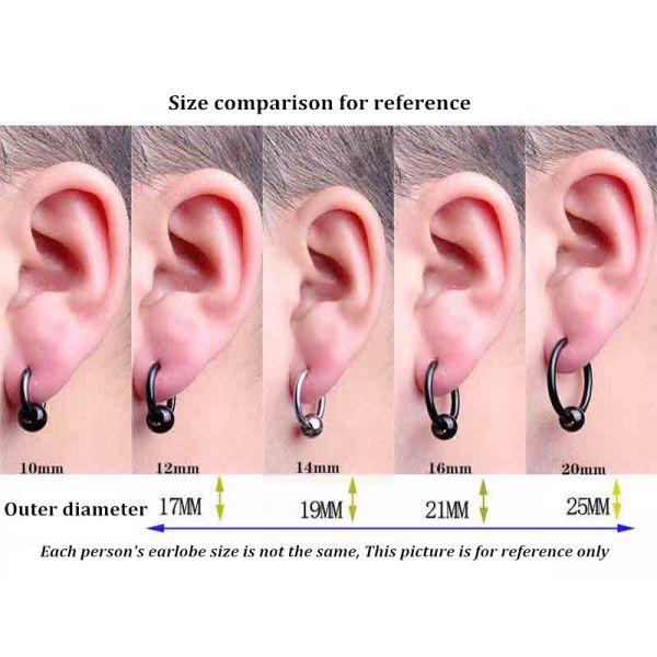 Hoop Earrings Stainless Steel Punk Men Earrings Ball Pendant Circle Ring Earring Piercing Jewelry Earrings Christmas Gif