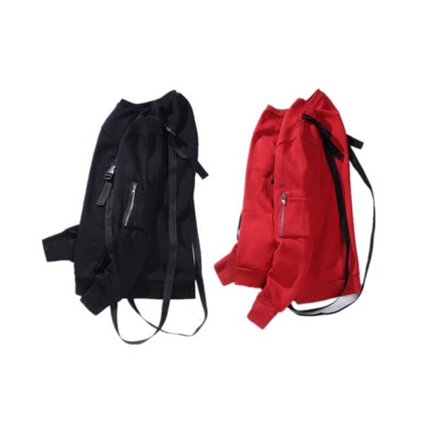 Фуфайка Crewneck черного хлопка пробела слишком большая с передним карманом отсутствие клобука