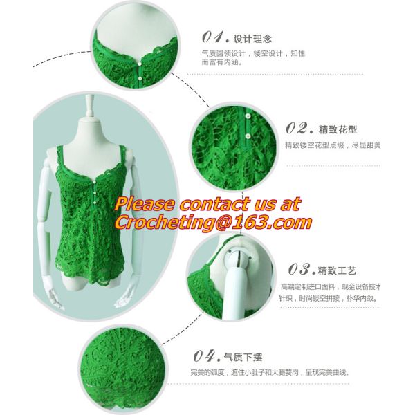 Casual Fashion, Vintage O-Neck, Sleeveless, Women Long Crochet, Chiffion Blouse Plus Size