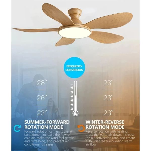 52inch Modern LED 60W Low Floor 35W Ceiling Fans With Remote Control wood Ceiling Fan With Light (WH-VLL-35)