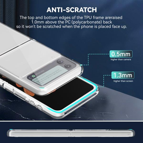 Wireless Charge Supported Customize Phone Cover For Samsung Galaxy Z Flip 3 Transparent Cover
