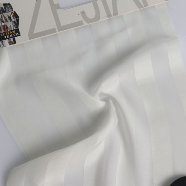 Recycled chiffon satin striped fabric is elegant and soft for pajamas/long skirts