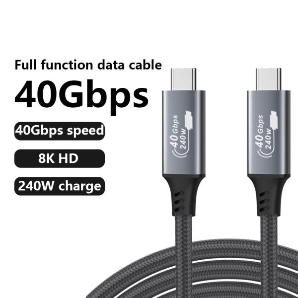1m USB4タイプCケーブル 40Gbps スピード 8K 60Hz ビデオ出力 240W PD 充電 雷4/3 互換性