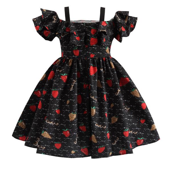 Summer Printed Flower Ruffle Princess Dress Frock Full Sleeve Pleated Retro Style