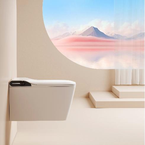 Modern One Piece Ceramic Rimless Wall-Mounted Hanging Toilet Remote Control P-Trap Smart Intelligent Wall-Hung Seat Heating