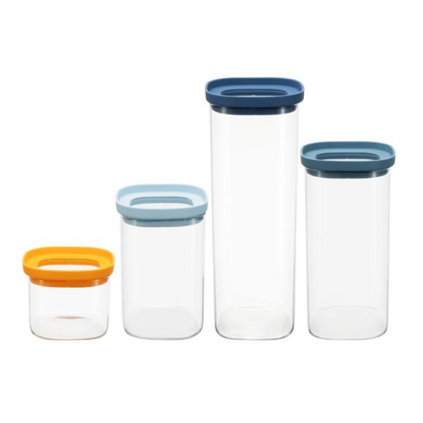 Borosilicate Glass Canister with Tempered Lid - Stackable Food Storage