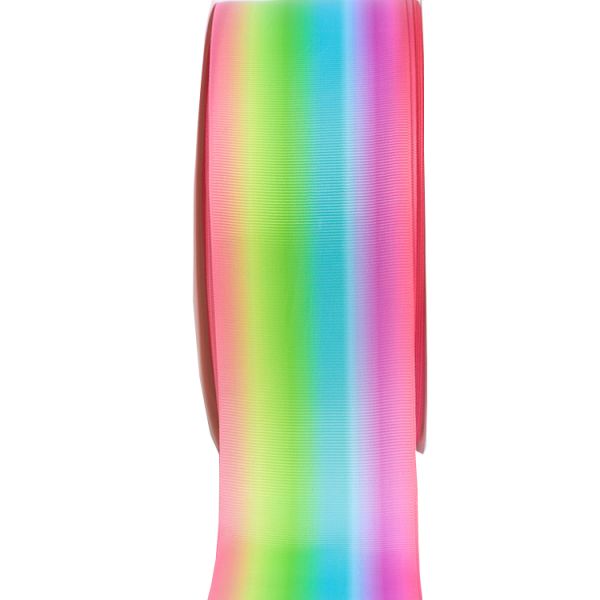 Popular Polyester Grossgrain Pastel Rainbow 32mm 75mm Grosgrain Ribbon