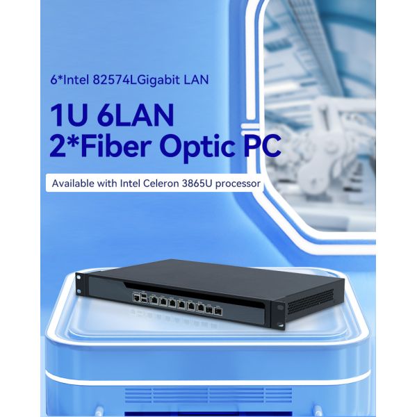 3865U 1U Server 6 LAN 2 Fiber Optic Linux Firewall Router Server с вентилятором