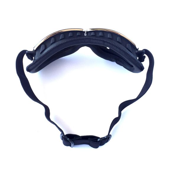 Silicone Strap Customizable Vintage Leather Motorcycle Riding Goggles for Helmet