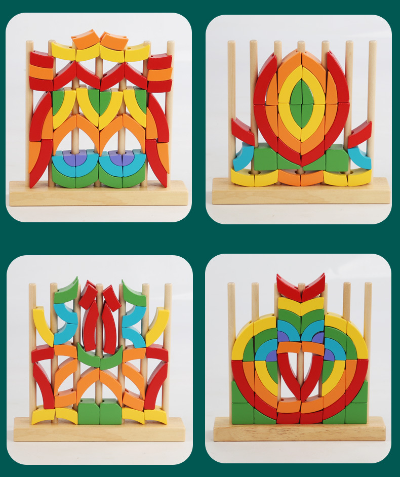 Eco Amigável Lavável Amigável Brinquedos Montessori Puzzles Educação Anéis de Arco-íris de madeira
