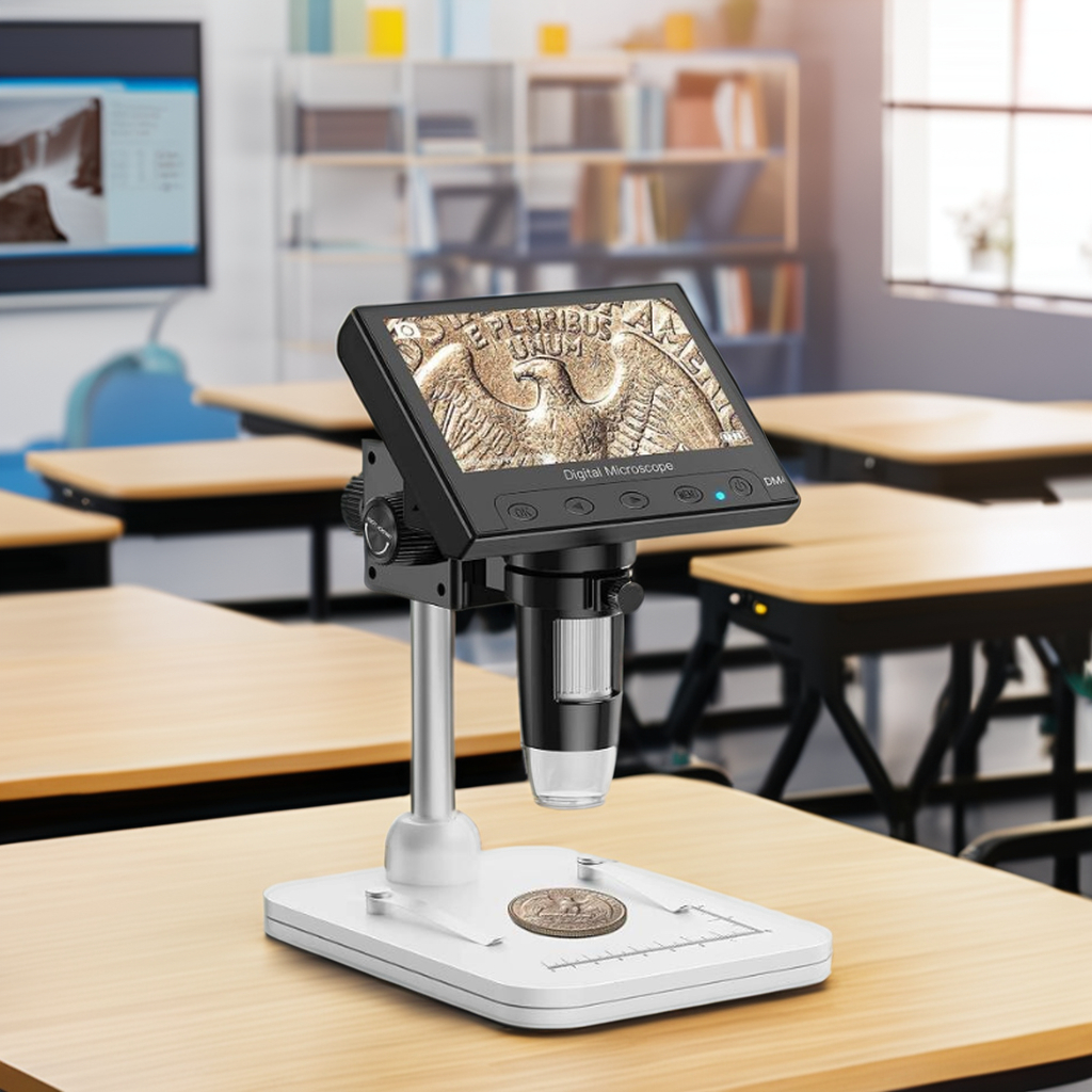 Hot Sale 4.3 Inch LCD Digital USB Coin Microscope with Light 1000x Stereo Microscope for Students