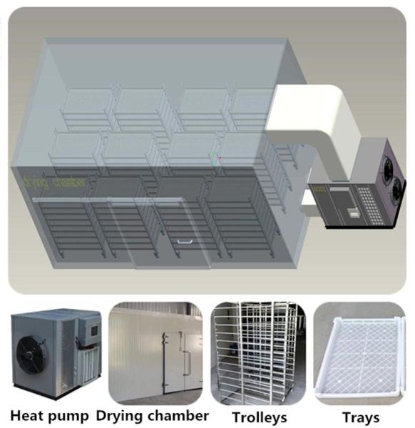 Heat Pump Industrial Hot Air Dryer Plum Cherry Pumpkin Flower Leaf Meat Dehydration