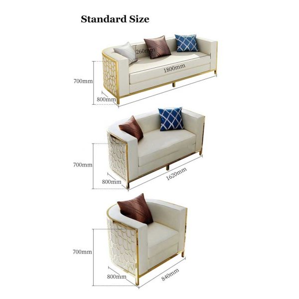 Club de luxe Sofa Set Furniture de Sectionals de sofas d'acier inoxydable Lovest d'or