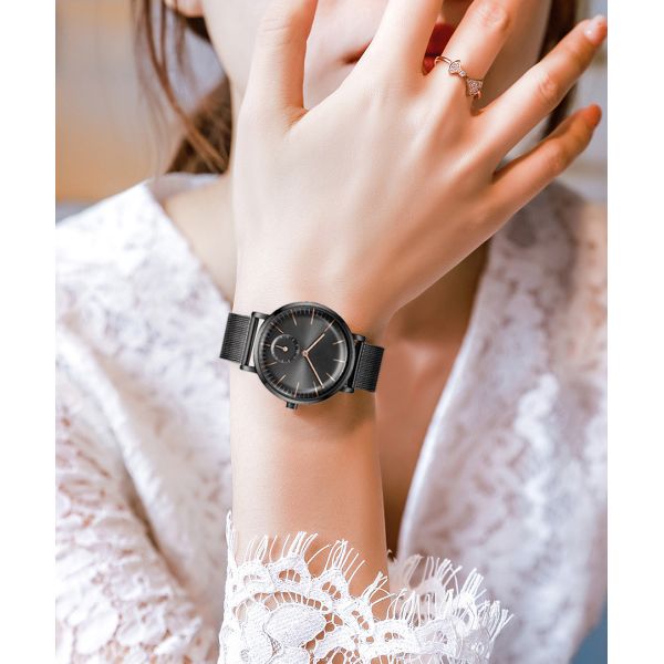 Women Mesh Band Custom Design Watches Quartz Movement 3 ATM Waterproof