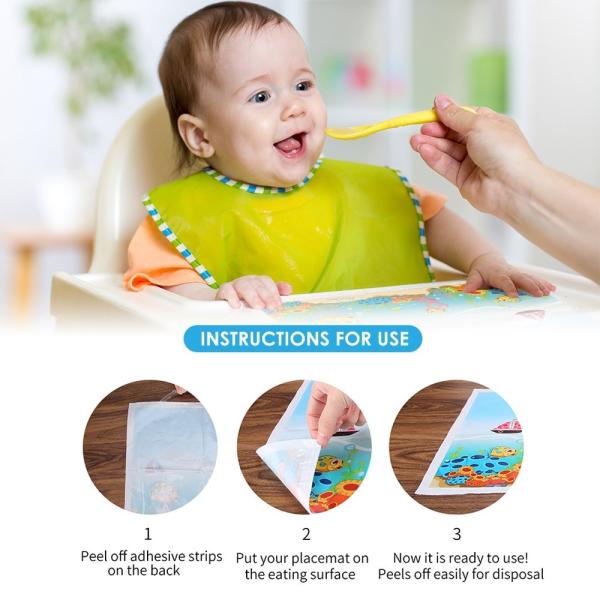 Wholesale Table mat Coasters Placemat Baby Child Disposable Baby Travel Out Table Mat Oil-Proof Waterproof Table Mat