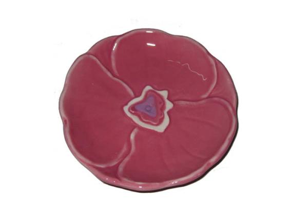 Embossed Hand Painted Ceramic Candy Dish , Flower Shaped Ceramic Trinket Dish