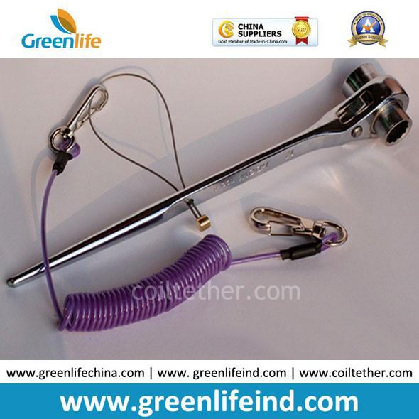 Purple Plastic Tool Coiled Lanyard W/Hook&Key Ring