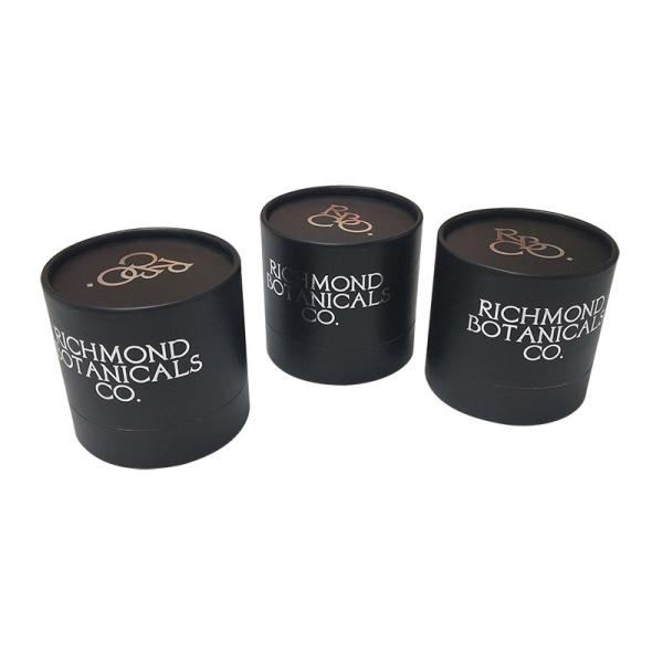 Embossing Black Paper Tea Cylinder Packaging Biodegradable Dustproof