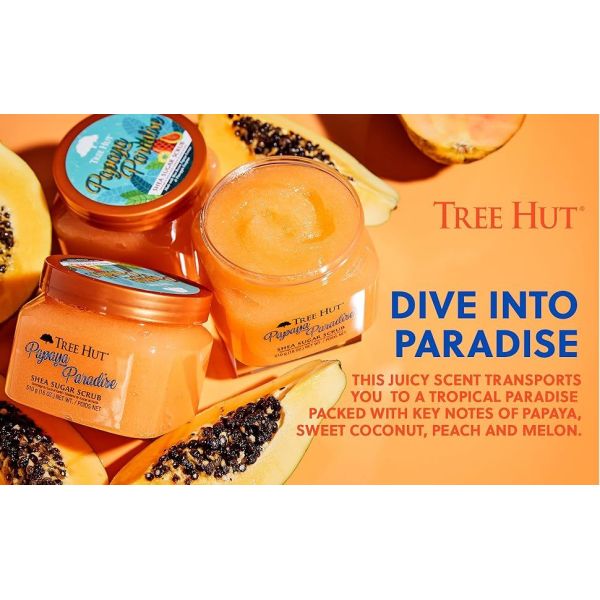 Papaya Paradise Shea Sugar Exfoliating Body Scrub For Brightening Body 18 Oz