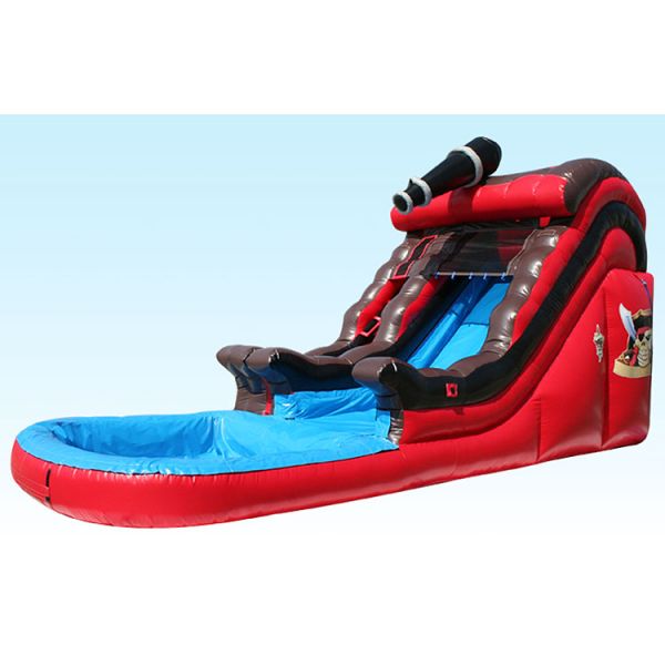 Green Inflatable Water Slide Combo Palm Tree Commercial Kids Curve Water Slide