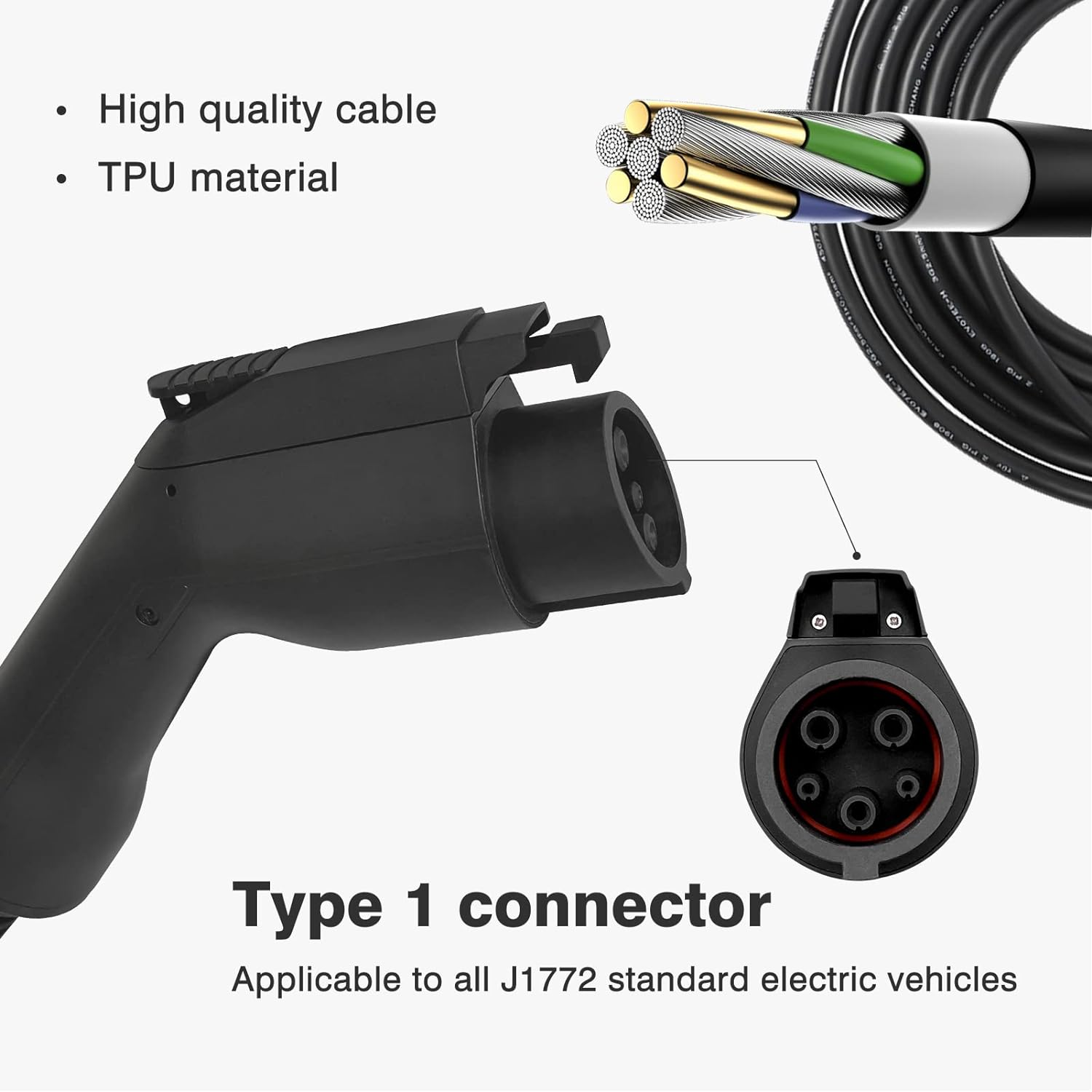 SAE J1772 EV Connector 16A 32A 40A 50A Type 1 EV Plug для стандартной зарядной станции электромобилей США EV Cable Plug