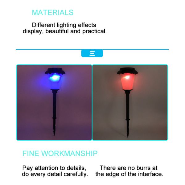 2- Solar Powered Garden Light for Courtyard Dynamic Simulation LED Landscape Lighting