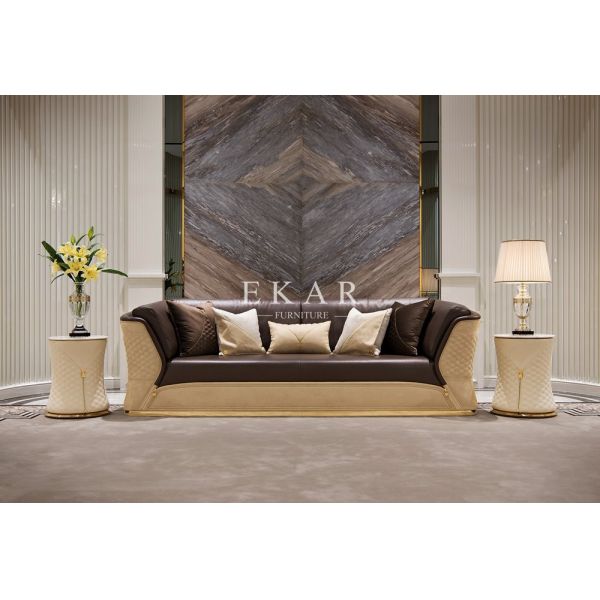 Modern Luxury Italian Leather Living Room 7 Seater Sofa Set For Villa