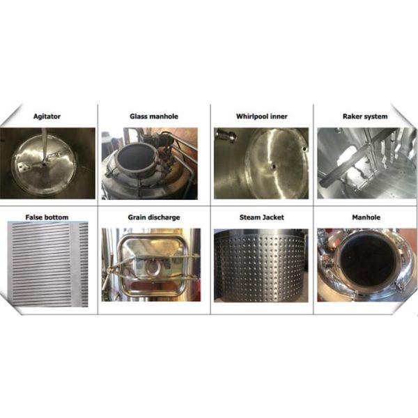 1000L 2000L Stainless Steel 304 Mirror Polish Three Vessel Brewhouse For Craft Beer Brewing Equipment