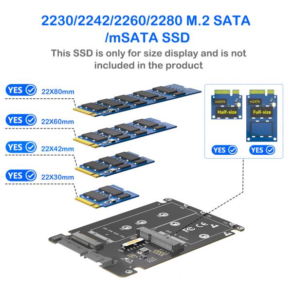 M.2 SATA to 2.5 Inch SSD Adapter for NGFF Key B M SATA SSDs