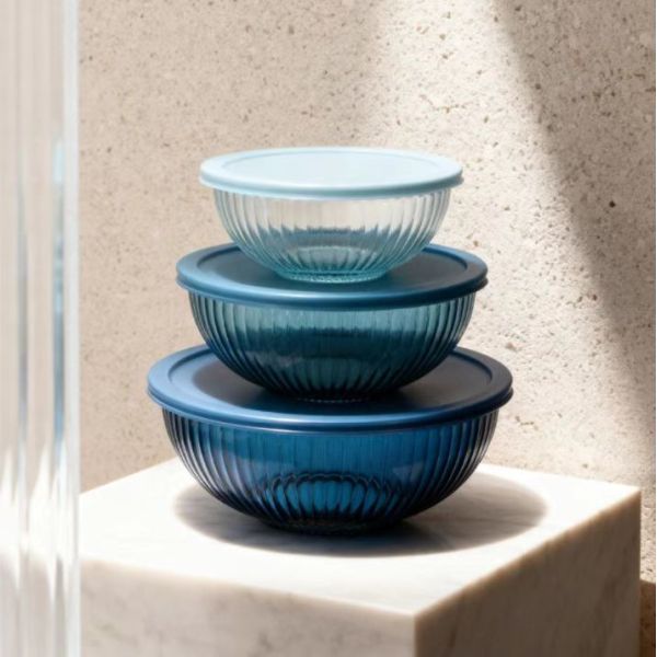 Bol à mélanger en verre borosilicaté 500ml-3500ml avec couvercle PE