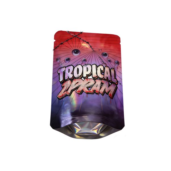 Stock Holographic Resealable Zipper Custom logo Digital Printing Yin Yang Wholesale Plastic Food Packaging Stand up Pouch