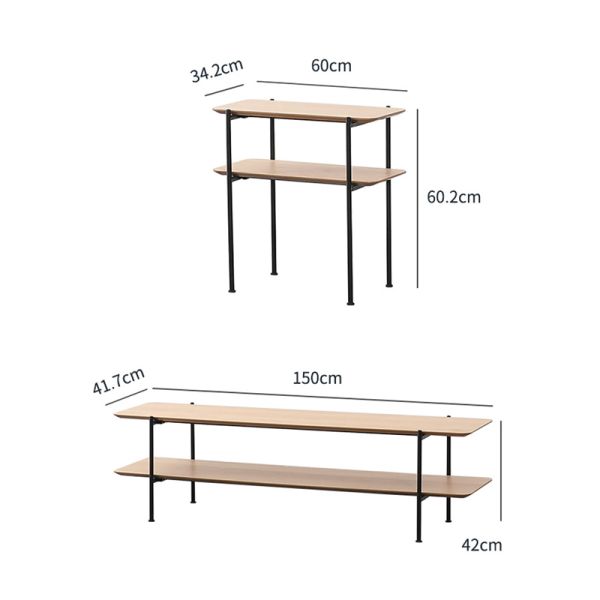BSCI Industrial MDF Wooden 3 Shelf TV Stand Media Console T Shpe