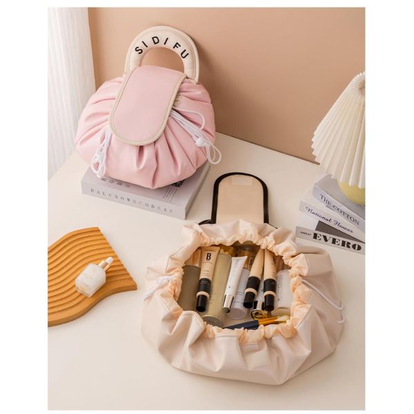 Custom Logo Design PVC Makeup Bag Solid Pattern Type Drawstring Toiletry Travel Pouch